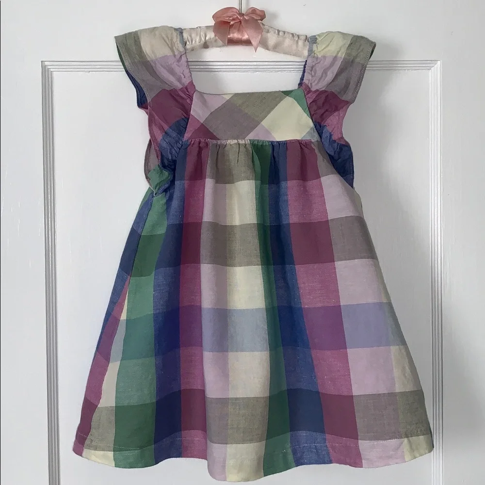 GAP Square Check Sundress 3 EUC Blue Green Purple